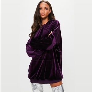 Londunn Missguided Purple Velvet Hooded Mini Dress